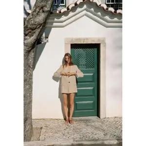 [국내배송] 자라 ZARA 린넨 롤업 슬리브 블레이저 - 라이트 베이지 956374