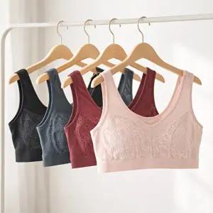 [모든GO]2+2 4종SET 국내생산 노와이어 노패드 레이스 브라렛 편안한 홑겹 브라탑 수면브라
