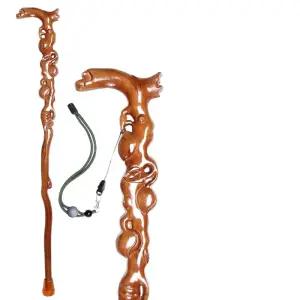 복숭아나무 용두 장식 지팡이  천연 원목 어르신 효도 선물 고급 수제 장수 지팡이