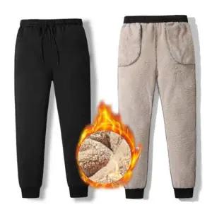 두꺼운 남자 양털 조거 겨울 남자 기모 조거 밴딩 팬츠