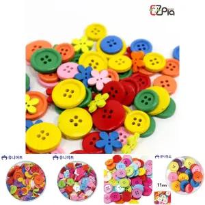 나무단추-원형 꽃 혼합 단추/꾸미기/재료/가방뜨기부자재/비즈DIY/공예/용품/고양이/보석/십자수/비즈/키트