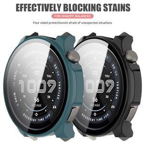 Huami Amazfit Balance 2용 스마트워치 PC+강화 유리 케이스 Amazfit Balance 2 범퍼용 안티드롭/스크래치