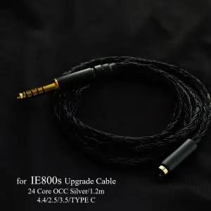 IE800S Sennheiser 업그레이드 케이블 24 코어 OCC 실버 도금 3.5mm 헤드폰 와이어 HiFi 이어폰 코드 헤드