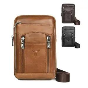 남성 직장인 중년 미니 보조 소가죽 크로스백 가방