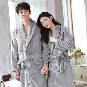 부드러운 극세사 샤워 가운 커플 극세사 목욕 가운 수면 겨울