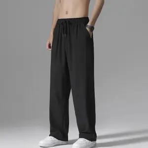 남자 세미 와이드핏 허리밴딩 스트링 데일리룩 바지 통 여름긴 밀리터리