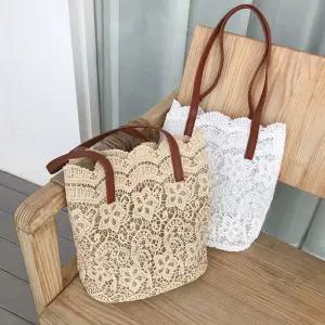 은창)로맨틱 파우치 레이스 쇼퍼백 에코 가방여름숄더 핸드 크로스 예쁜 휴양지 망사 여성