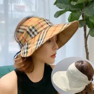 여성 데일리 7컬러 양면 썬캡 체크 햇빛차단 모자자외선 남자 골프 벙거지 어린이 메쉬 남성 돌이 여름 챙