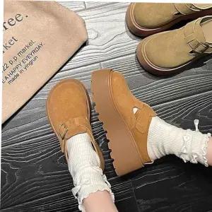 캐주얼슬리퍼 스웨이드 플랫폼슬리퍼 키높이 패션 버클장식 슬리퍼