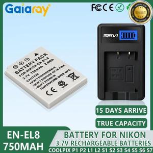 니콘 쿨픽스 P1 P2 L1 L2 S1 S2 S3 S4 S6 S7 S8 S9 카메라 배터리용 EN-EL8 EN LCD 충전기