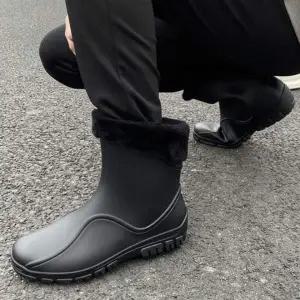 [에이치플러스몰]남성용 기모 안감 탈부착 내피 스톰웨이브 중목 레인부츠