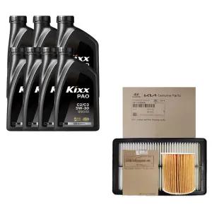 올뉴카니발(YP) 디젤 킥스 PAO C2 C3 5W30 7L 엔진오일 순정 오일필터 에어필터 세트