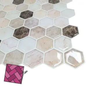 붙이는타일 UW70CR55 접착식 시트지 주방 타일 육각 대리석 515 DIY 스티커 벽지