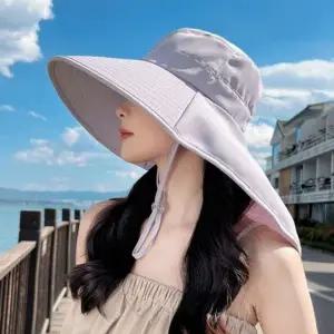 여성 여름 모자 넥플랩 비치 야외 여성 넓은 챙 모자 활동 수영장 아웃도어 목가리개 자외선 여성목 목보호