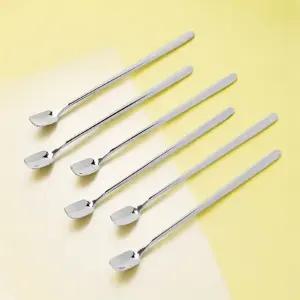 (6p세트 17cm) 롱 티스푼/스탠/칵테일/스푼/하이볼/긴스푼/롱핸들/계량/귀여운/롱스푼/실리콘/스마일/화채