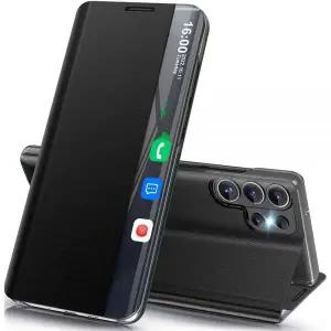 S26 울트라 폰 케이스 클리어 뷰 윈도우, 삼성 S26 울트라 5G Funda용 슬림 미러, 킥스탠드 포함, 삼성 갤