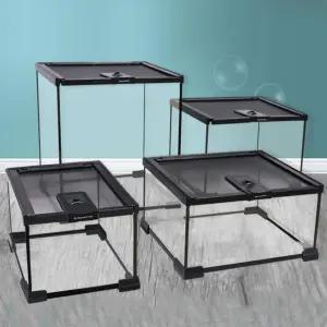 투명 유리 도마뱀집 거북이 케이지 게코 뱀 사육장