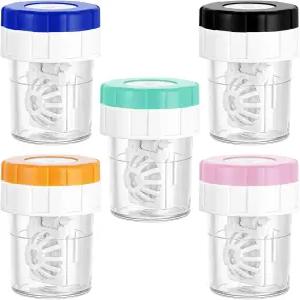 Sibba 5개 수동 콘택트렌즈 세척기 일상용 렌즈 세척 용기 케이스 여행용 흡수 보관 키트