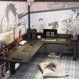 이층침대 상단 컴퓨터 화이트 코너 기숙사 책상 블 표면