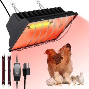 닭용 열 램프 2개의 가열 전구가 달린 병아리용 코프 히터(250W 및 175W) 온도 높이 조절 가능 가축 용품의