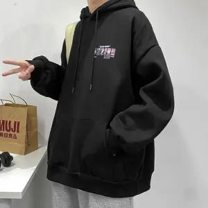남성 겨울 외출 도톰 기모 안감 루즈핏 후드 티셔츠 RsA5+9yRe