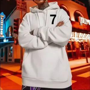 남성 기모안감 숫자 레터링 포근한 데일리 후드 티셔츠 OYF8+5GGZ