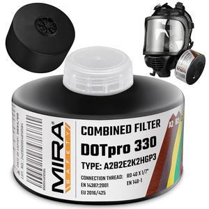 미라 세이프티 - 닷프로 330 산업용 마스크 필터 | A2 B2 E2 K2 HG P3 등급 긴 유통기한 40mm NATO CBRN 마스크에 적합