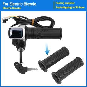36V 48V 60V 스로틀 핸들바 속도 조절기 LCD 디스플레이 포함 전기 자전거 가속기 부품 전원 표시등 키 잠