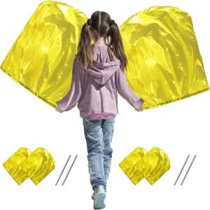 성인 야외 연습 공연을 위한 확장 가능한 막대가 있는 32인치 찬양 춤 예배 깃발 4개 세트 금을 교회