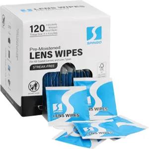 안경용 렌즈 물티슈 미리 적신 개별 포장 안경 클리너 선글라스용 카메라 고글 및 기타 광학 렌즈. (120개)