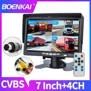 BOENKAI 4 채널 분할 쿼드 모니터 HD 디스플레이, 측면 후방 보기 백업 카메라 시스템, 트럭 RV 자동차 사