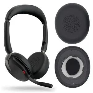 이어 패드 쿠션 단백질 가죽 소프트 폼 쿠션 커버 Jabra Evolve2 65UC/65 플렉스 헤드폰용 이어패드