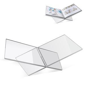 투명 릴 책꽂이 u2013 대형 12 6 x 7 5 요리책 미술 및 커피 테이블 디스플레이용 2 크로스 프레임 디자인