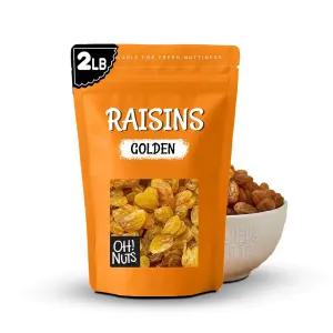 오! 견과류 황금 건포도 - 햇볕에 말린 과일 2파운드 설탕 첨가 없음 탈수 바이트 뉴욕 지퍼 씰 백에