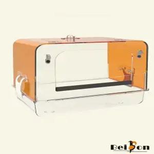 앵무새 목욕통 투명 용품 모이통 샤워 조류 걸이식