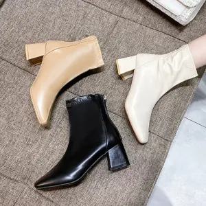 A에디션 여성 3컬러 베이직 사계절 스퀘어코 뒷지퍼 앵클부츠