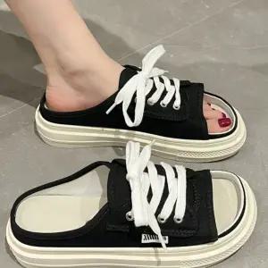 A에디션 앞뒤 오픈형 여성 데일리 통굽 뮬 스니커즈