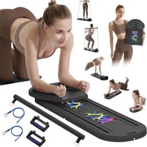 DQI 필라테스 보드 리포머 세트 홈 운동용 다기능 접이식 복근 코어 트레이너 여성용 남성용 및 초보자를