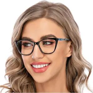 AQWANO 스타일리시 캣 컴퓨터 독서 안경 디자이너 블루 라이트 블록 오버사이즈 리더 여성용 안티 UV400