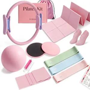 접이식 요가 매트가 포함된 VYTOSA 필라테스 키트 휴대용 홈 운동 장비 여행 및 작은 공간용 경량 세트