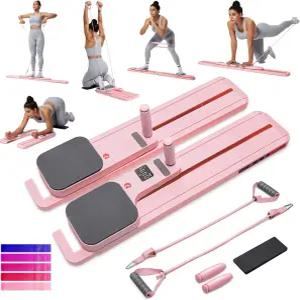 여성용 휴대용 필라테스 리포머 세트 홈 운동을 위한 저항 밴드가 있는 다기능 운동 보드 코어 강화 토닝