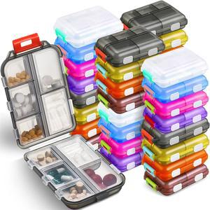 무머피 32개 여행용 알약 정리함 대용량 10칸 포켓 휴대용 케이스 일일 박스 디스펜서 비타민 생선 오일 컴파트먼트 다양한 의약품 8가지 색상