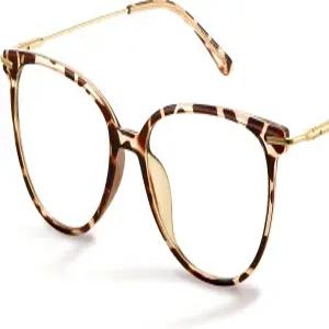 가오예 블루 라이트 차단 안경 - 트렌딩 라운드 TR90 프레임 메탈 암 UV400 보호 부드러운 케이스와 일치