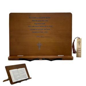 읽기용 스탠드 홀더 여성/남성을 위한 기독교 선물 부활절 종교 가정용 조절 가능한 대나무 책 진열대 북