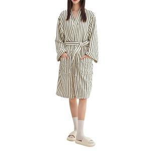 여성 남성 스트라이프 테리 천 가운 부드러운 면 기모노 타월 목욕 포켓이 있는 무릎 길이 스파 호텔 라운지웨어