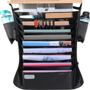 IPENNY 12 포켓 학생용 책상 걸이 정리함 조절 가능한 헤비 듀티 옥스퍼드 교실 도서 보관 측면 캐디백