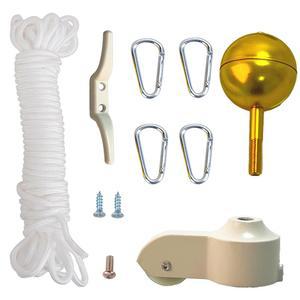 IELYIESY 소켓 혼 깃대 도르래 액세서리 키트 6.1M(20피트/25피트/30피트) 섹션 피니얼, 골든 조인트 볼 크림