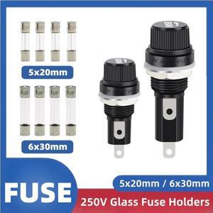 5개입 5x20mm 6x30mm 유리 퓨즈 홀더 5x20 6x30 보험용 튜브 소켓 (패널 장착형 홀더용)