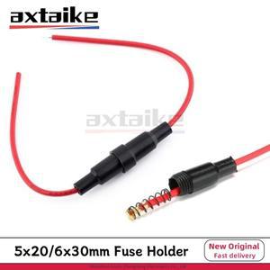 5PCS 5x20mm 6x30mm 퓨즈 홀더 와이어 블랙 보험 튜브 소켓 클램프 상자 5A 10A 20A 250V AC 유리