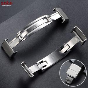 [호환품]16mm 20mm 스테인리스 스틸 시계 버클 더블 클릭 버터플라이 클라스프 교체용 폴딩 고무 시계줄 스